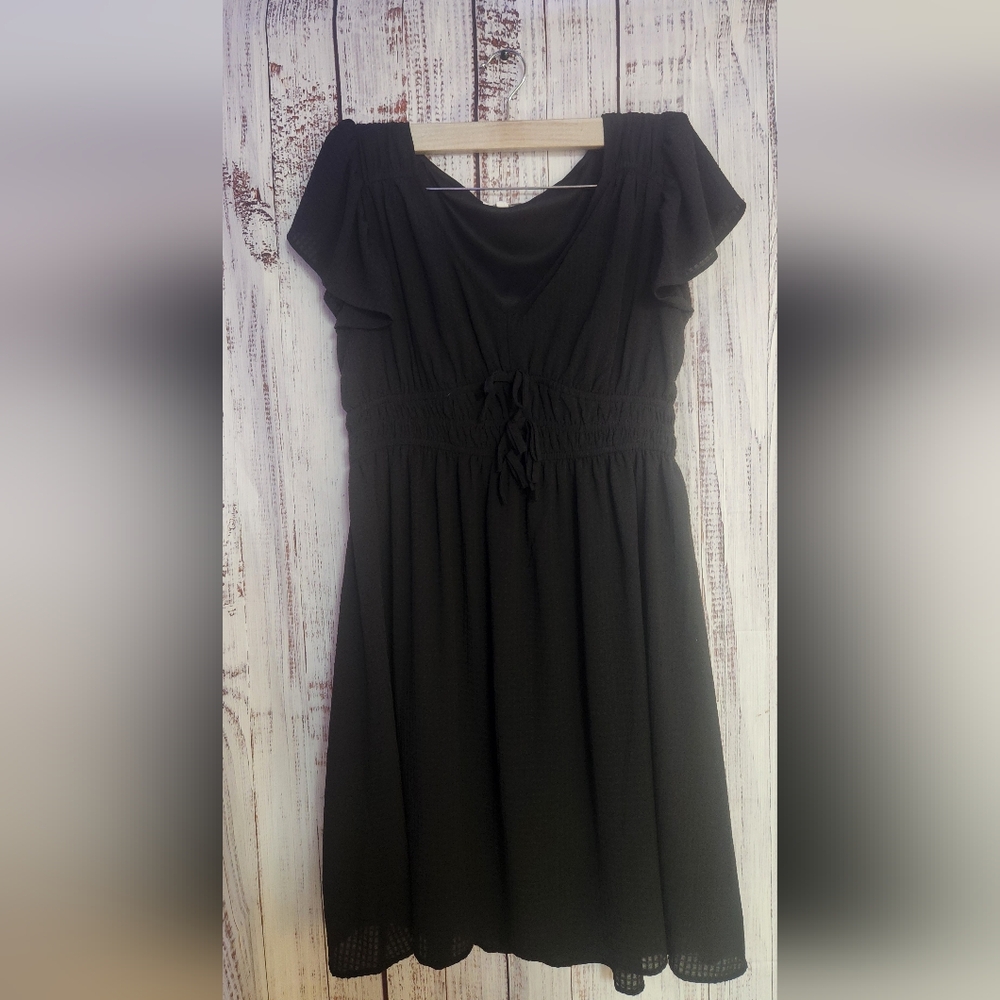 Maurices Black Midi Dress with Ruched Waist